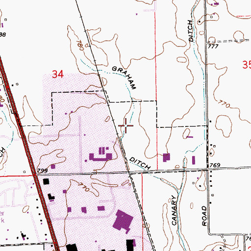 Topographic Map of Graham Ditch, IN