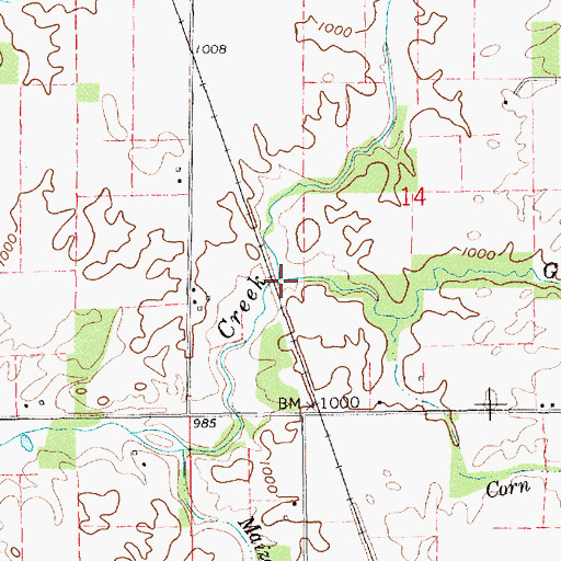 Topographic Map of Grain Creek, IN