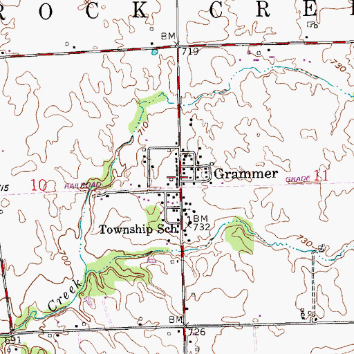 Topographic Map of Grammer, IN