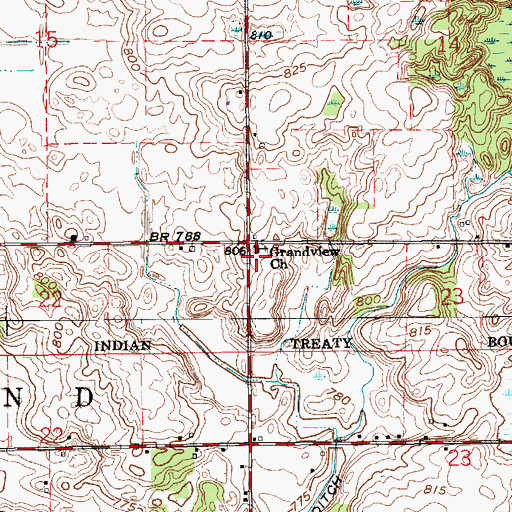 Topographic Map of Grandview Church, IN