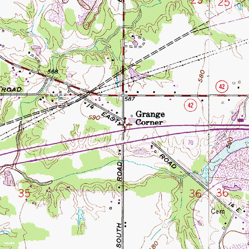 Topographic Map of Grange Corner, IN