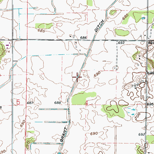 Topographic Map of Grant Ditch, IN