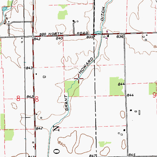 Topographic Map of Grant Howard Ditch, IN