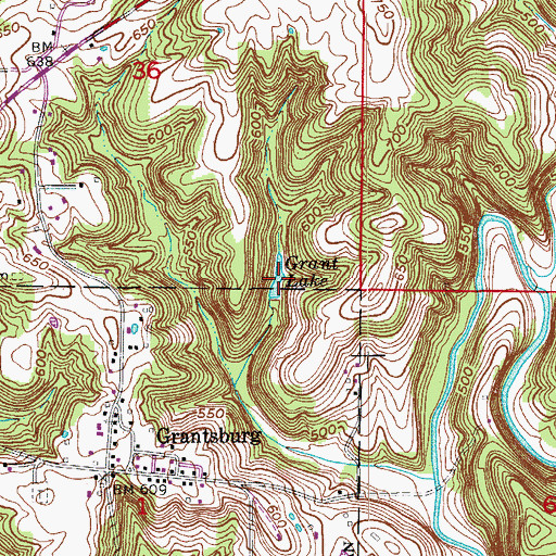 Topographic Map of Grant Lake, IN
