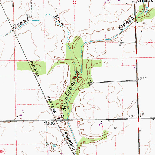 Topographic Map of Grant Run, IN