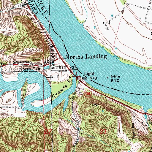 Topographic Map of Grants Creek, IN