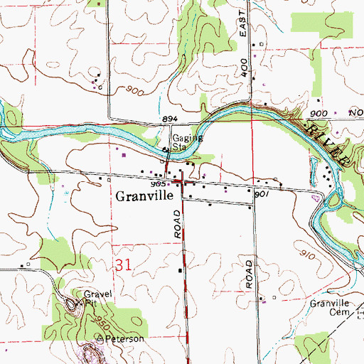 Topographic Map of Granville, IN