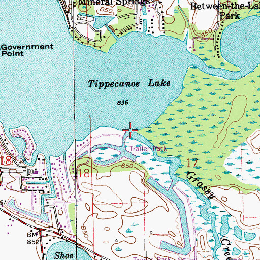 Topographic Map of Grassy Creek, IN