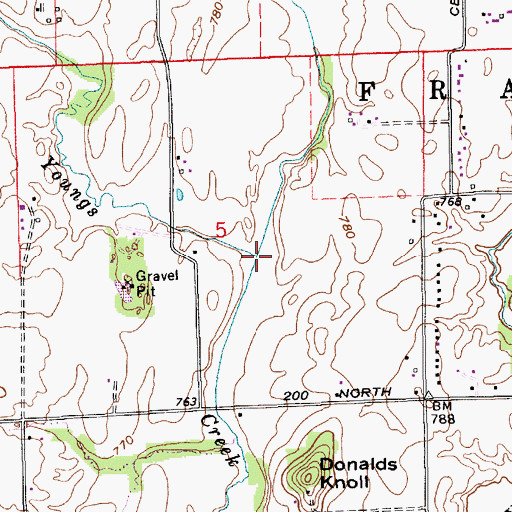 Topographic Map of Grassy Creek, IN