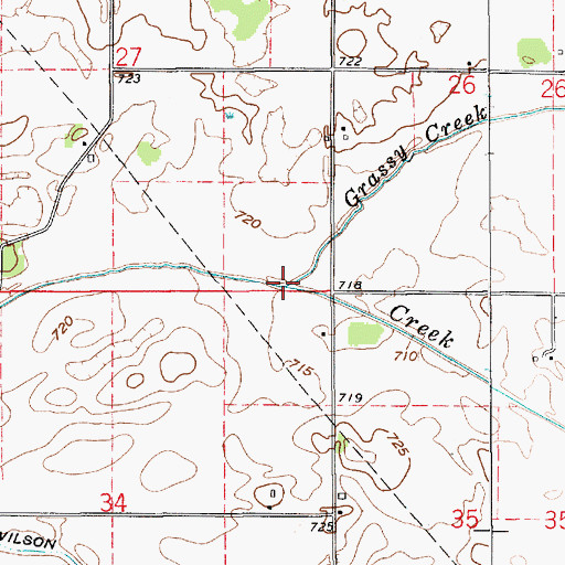 Topographic Map of Grassy Creek, IN