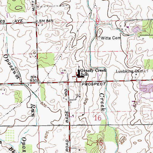 Topographic Map of Grassy Creek Elementary School, IN