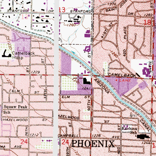 Topographic Map of Arcadia Village Shopping Center, AZ
