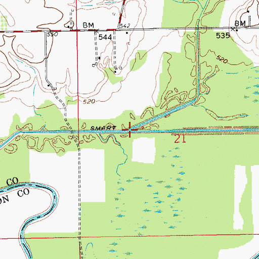 Topographic Map of Grassy Fork, IN