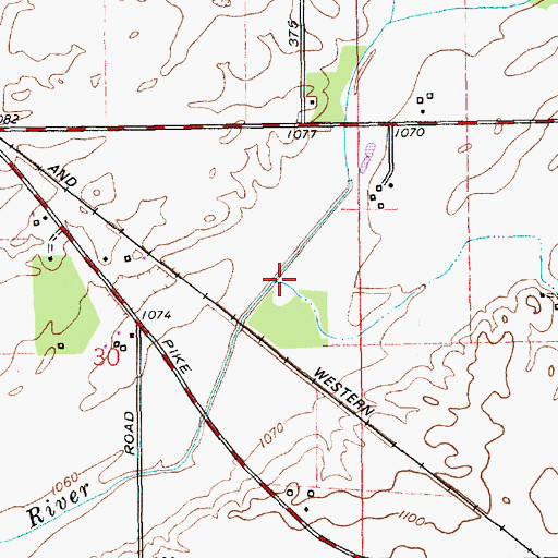 Topographic Map of Gravel Run, IN