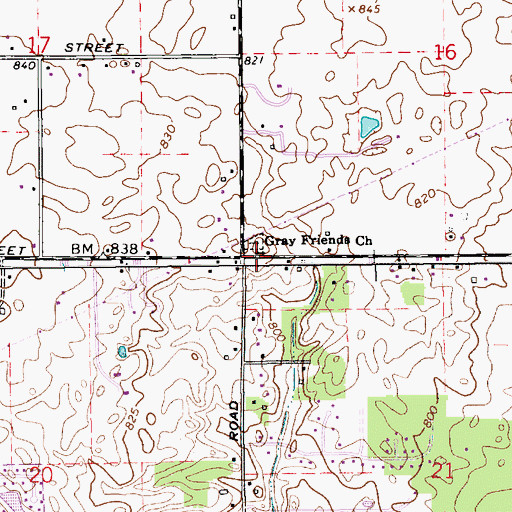 Topographic Map of Gray Friends Church, IN