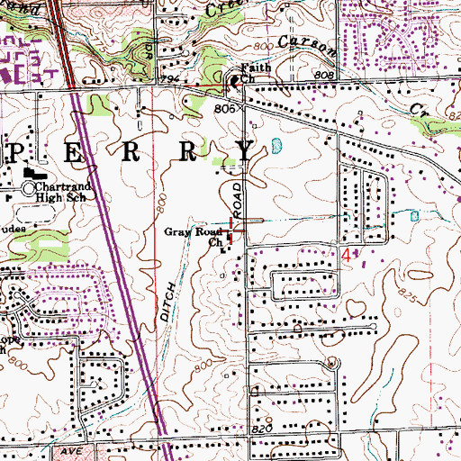Topographic Map of Gray Road Baptist Church, IN