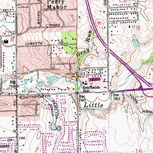 Topographic Map of Gray Run, IN