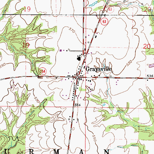 Topographic Map of Graysville, IN