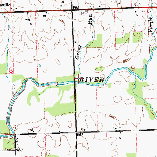 Topographic Map of Great Run, IN