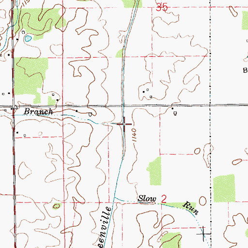 Topographic Map of Green Branch, IN