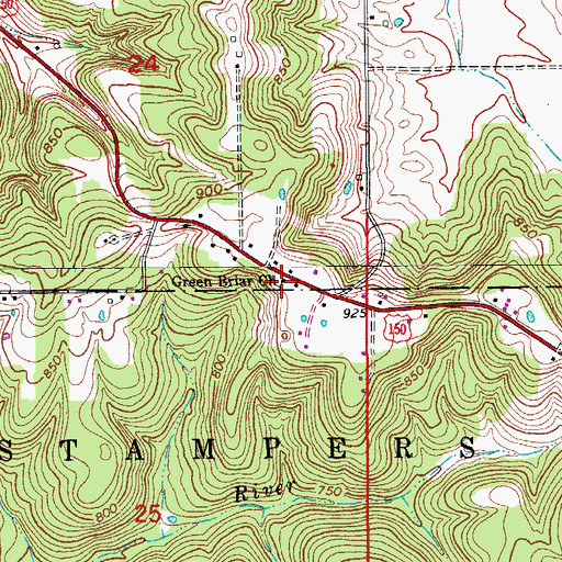 Topographic Map of Green Briar Church, IN