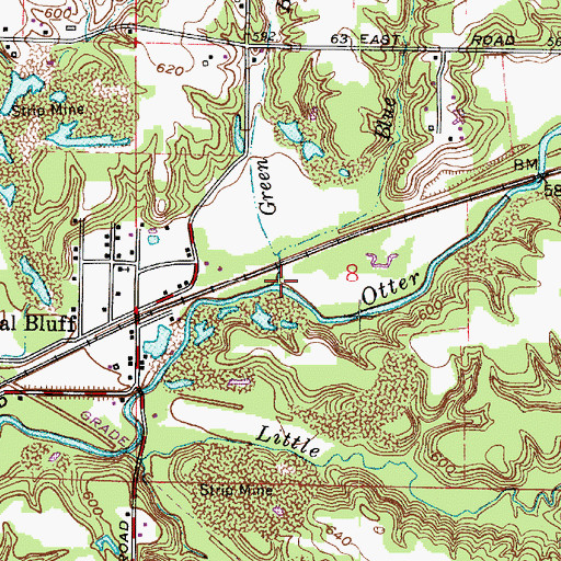 Topographic Map of Green Brook, IN