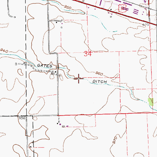 Topographic Map of Green Cemetery, IN