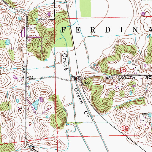 Topographic Map of Green Creek, IN