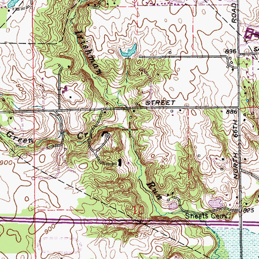 Topographic Map of Green Creek, IN