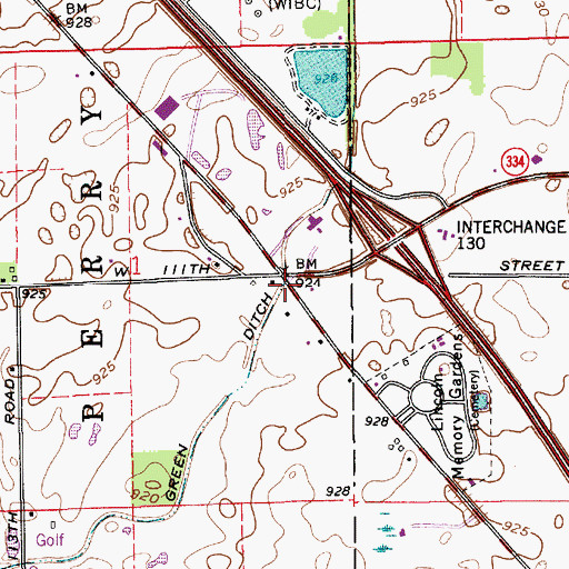 Topographic Map of Green Ditch, IN