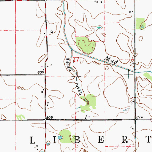 Topographic Map of Green Ditch, IN