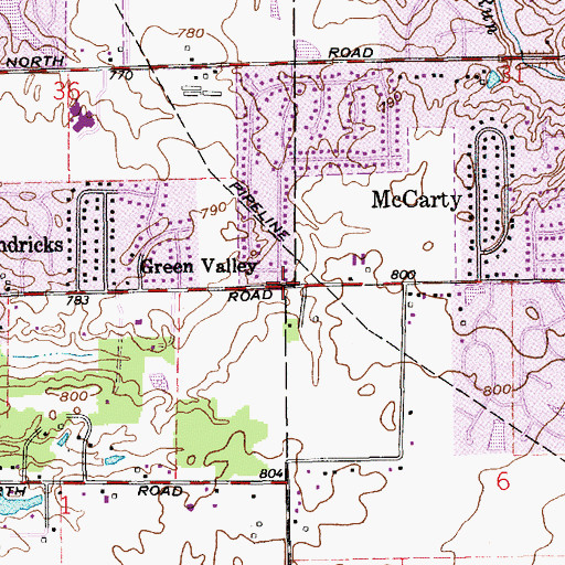 Topographic Map of Green Valley, IN