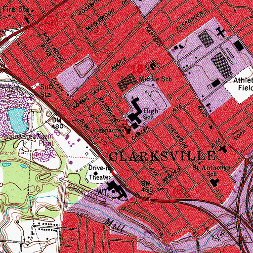 Topographic Map of Greenacres Elementary School, IN