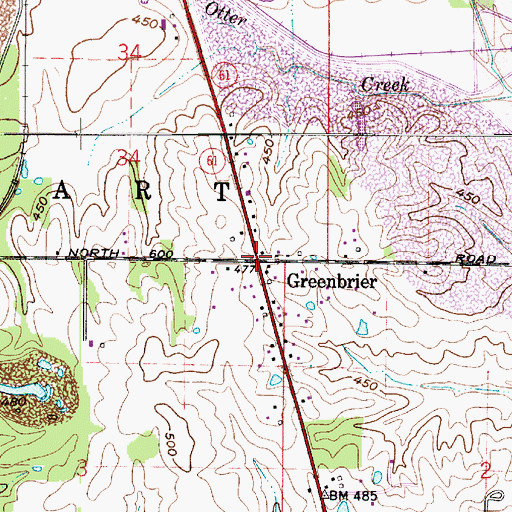 Topographic Map of Greenbrier, IN