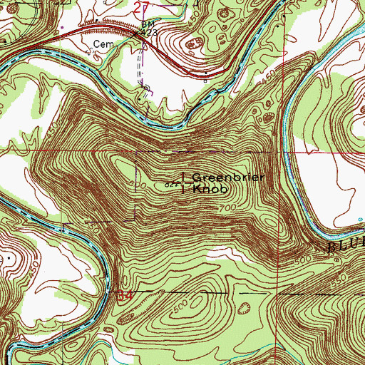 Topographic Map of Greenbrier Knob, IN