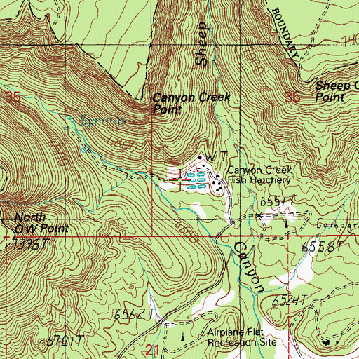 Topographic Map of Canyon Creek Fish Hatchery, AZ