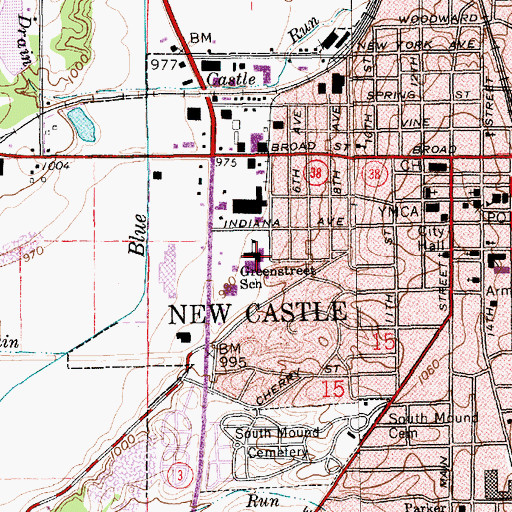 Topographic Map of Greenstreet Elementary School, IN