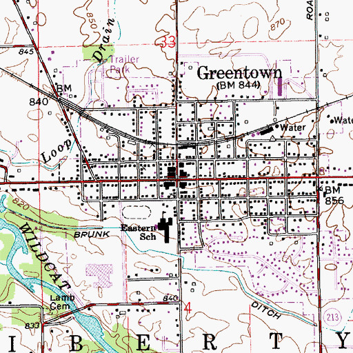 Topographic Map of Greentown, IN
