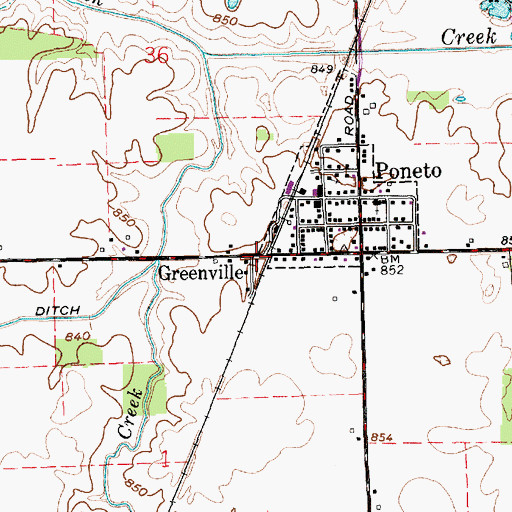 Topographic Map of Greenville, IN