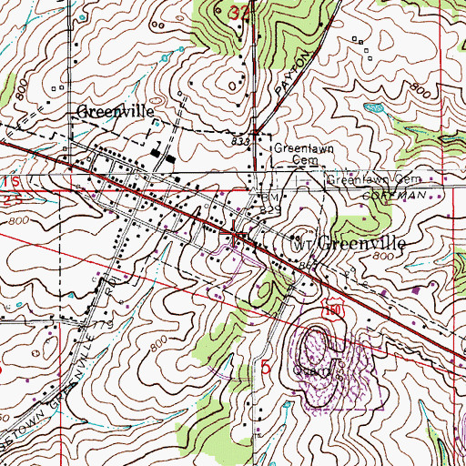 Topographic Map of Greenville, IN