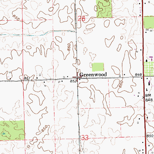 Topographic Map of Greenwood, IN