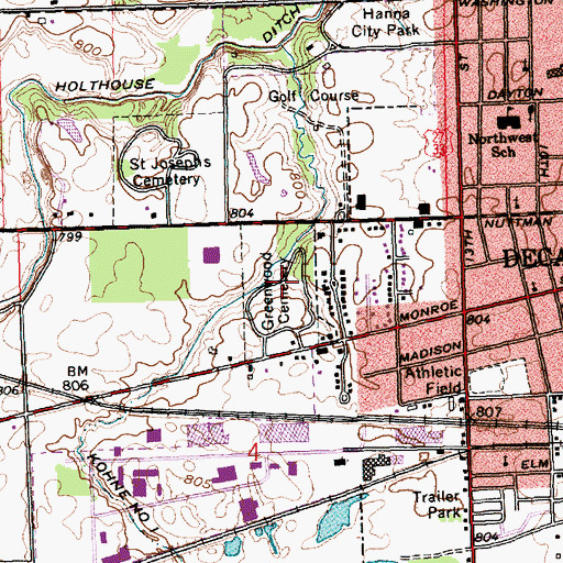 Topographic Map of Decatur Cemetery, IN