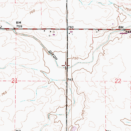 Topographic Map of Greenwood Ditch, IN