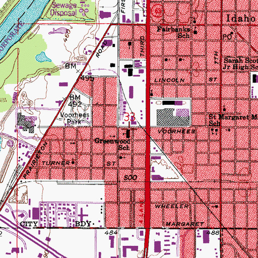 Topographic Map of Greenwood Elementary School, IN