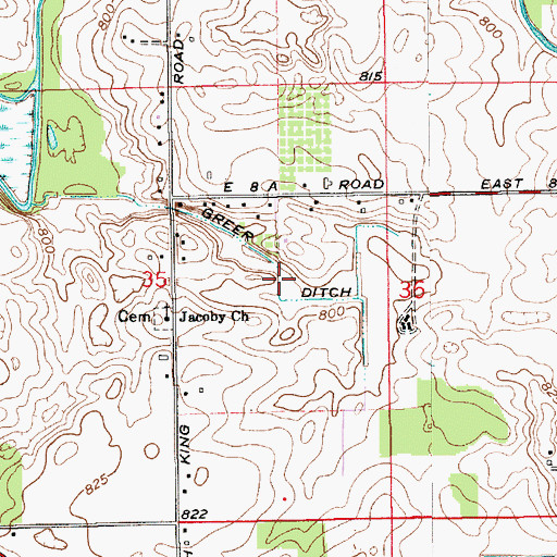 Topographic Map of Greer Ditch, IN