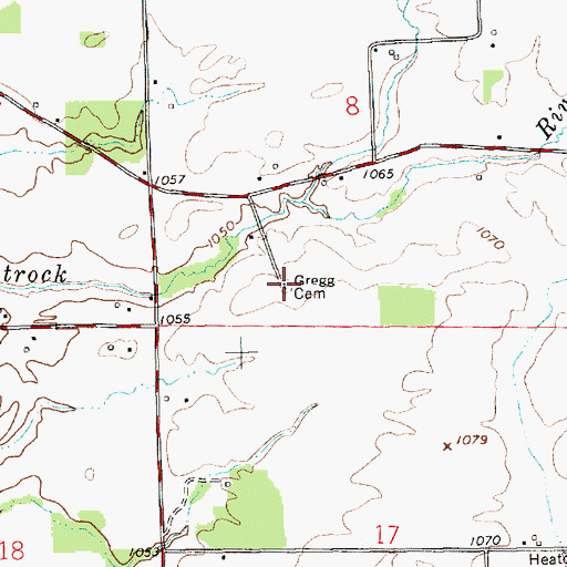 Topographic Map of Gregg Cemetery, IN