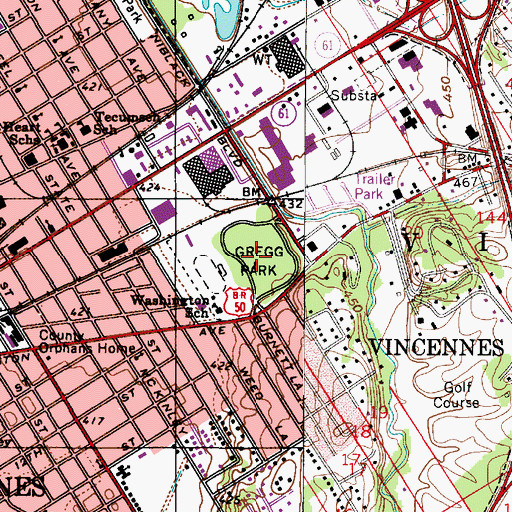 Topographic Map of Gregg Park, IN