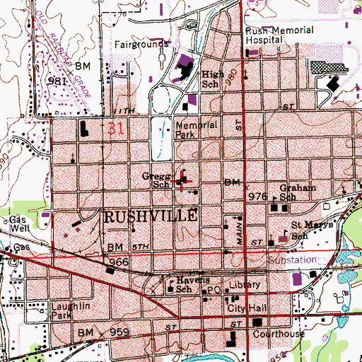 Topographic Map of Gregg School, IN