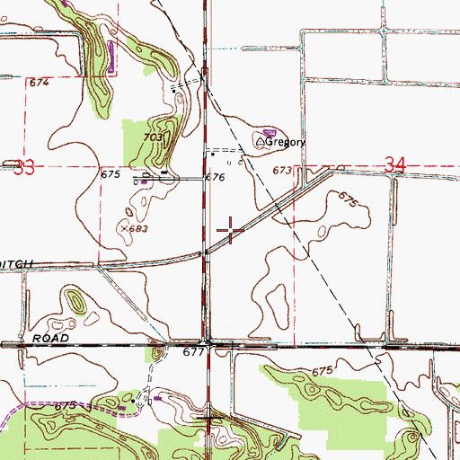 Topographic Map of Gregory Ditch, IN