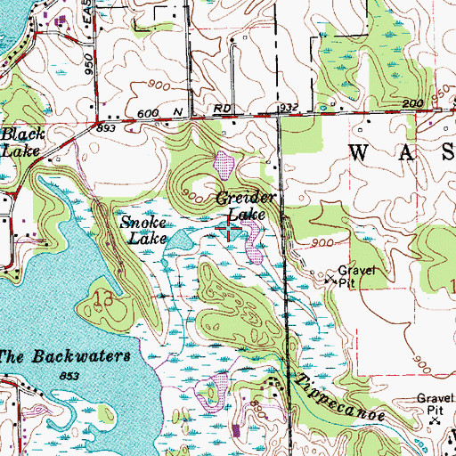 Topographic Map of Greider Lake, IN